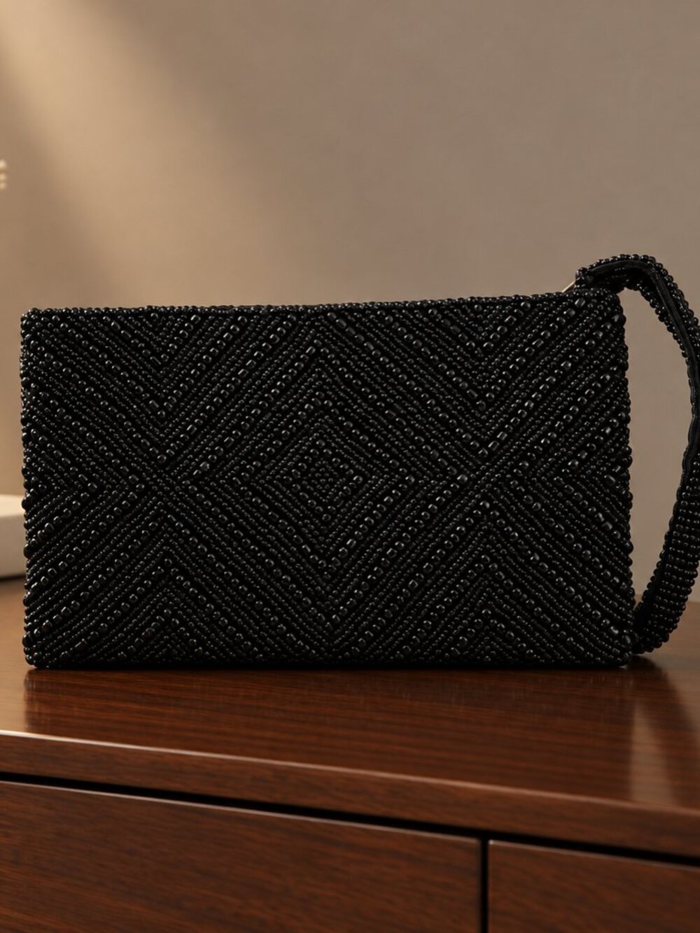 Black Beaded Evening Clutch
